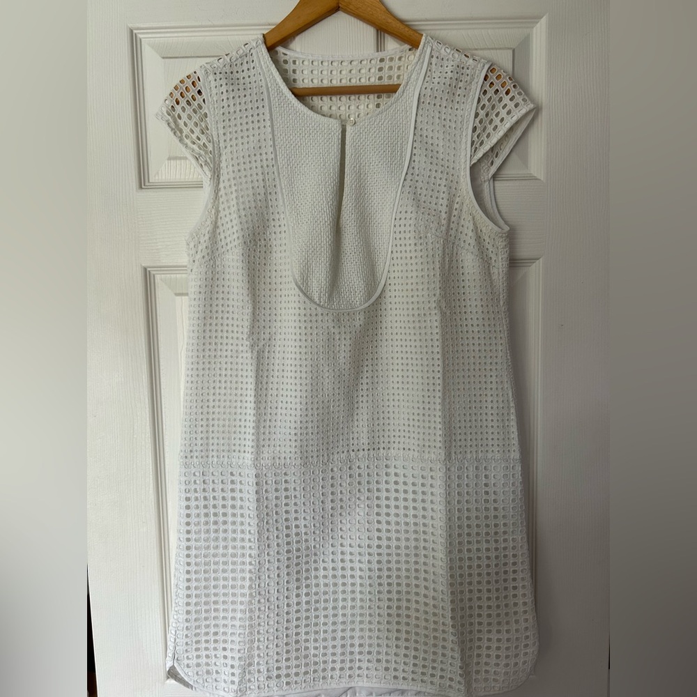 J. Crew White Sheath Dress with Flutter Cap Sleeves size S